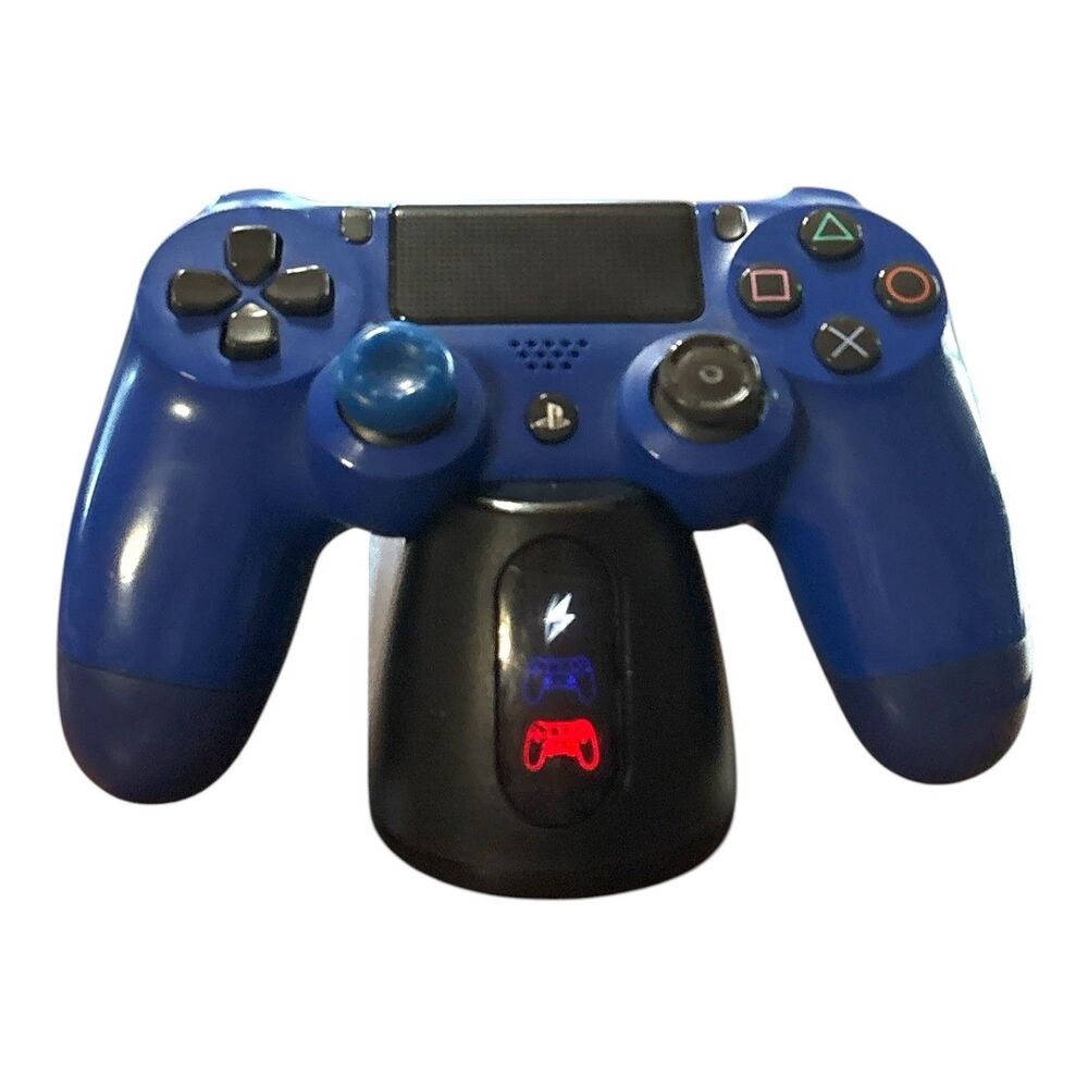 Sony PS4 DualShock 4 Wireless Controller Blue CUH-ZCT2U + Dual Charging Dock